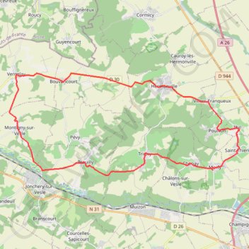 Le Massif de Saint Thierry GPS track, route, trail