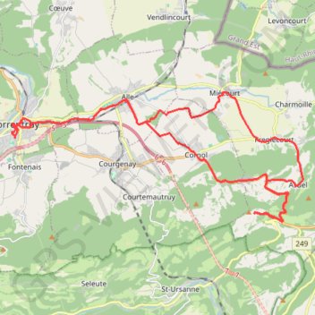 Suisse, montée au dessus de Saint-Ursanne GPS track, route, trail
