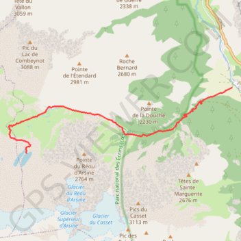 Randonnée lac d'arsine GPS track, route, trail