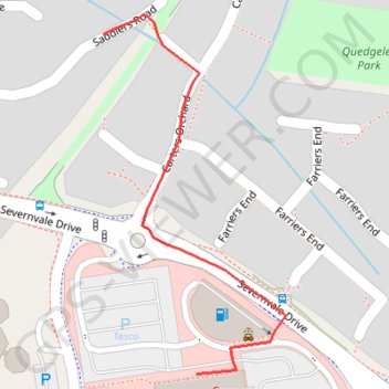 Saddlers Road to Tesco Extra GPS track, route, trail