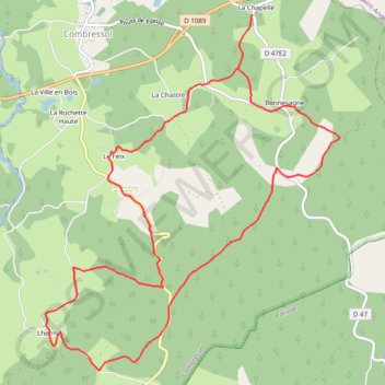 Le chemin des Abbesses - Combressol - Pays de Haute Corrèze GPS track, route, trail