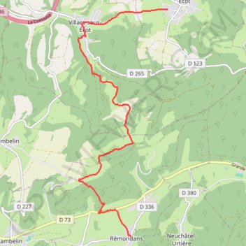 GRP du pays de Montbéliard d'Ecot à Rémondans GPS track, route, trail