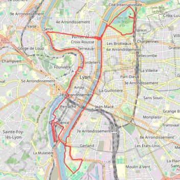 Un tour de Lyon GPS track, route, trail