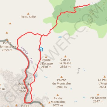 Guins de l'Ase et Sotllo depuis l'Artigue GPS track, route, trail