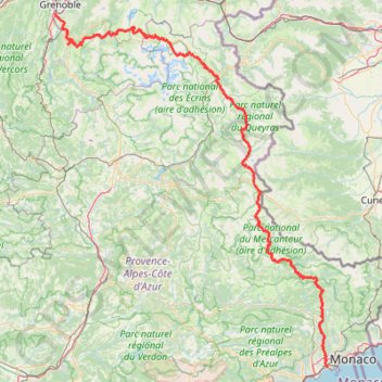 Traversée des Alpes de Grenoble à Nice GPS track, route, trail