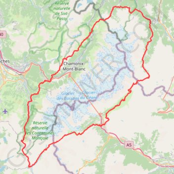 TMB Tour du Mont-Blanc (Haute-Savoie, Suisse et Italie) GPS track, route, trail