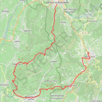 De Malaucene à Vaison la Romaine GPS track, route, trail