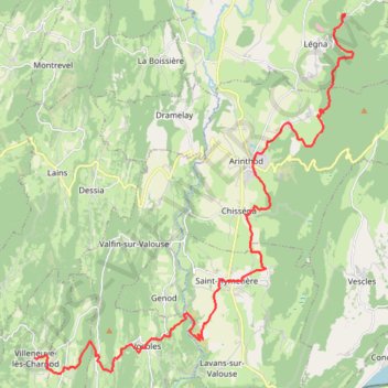 Villeneuve-lès-Charnod - Légna GPS track, route, trail