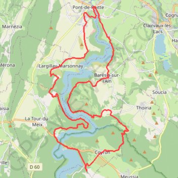Lac de Vouglans nord - La Tour-du-Meix GPS track, route, trail