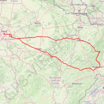 Trace Route des crêtes dans les Vosges du sud, en partant de Paris GPS track, route, trail