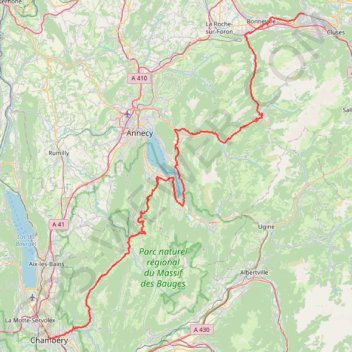 Chambery-Marignier par les Bauges GPS track, route, trail