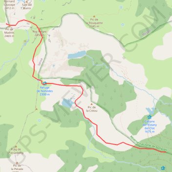Pic du Madres par col du portus GPS track, route, trail