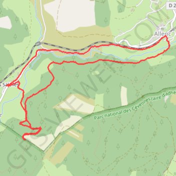 Balade aux salleles (commune d'Allenc 48190) GPS track, route, trail