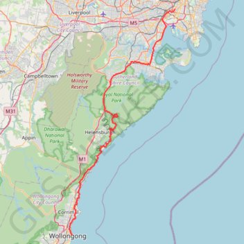 Sydney - Wollongong GPS track, route, trail