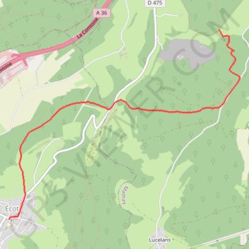 GRP de Mandeure à Ecot (trace partielle) GPS track, route, trail