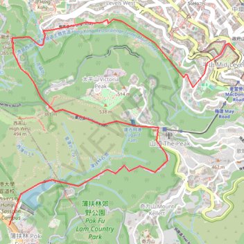 Central Hong Kong - Pok Fu Lam Country Park GPS track, route, trail