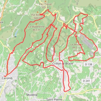Boucle Caromb - Bédoin - Crillon-Le-Brave GPS track, route, trail