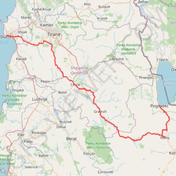 Durrës à Pogradec par le sud GPS track, route, trail