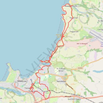 Newquay to Mawgan Porth GPS track, route, trail