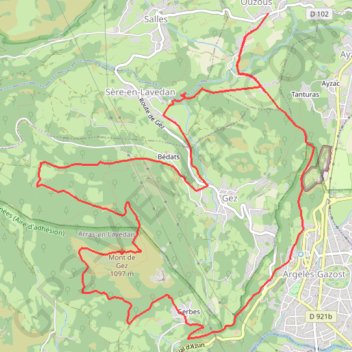 Mont de Gez depuis Ouzous GPS track, route, trail