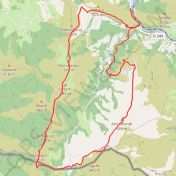 Artzamendi et Mondarrain, en boucle depuis le Pas de Roland. GPS track, route, trail