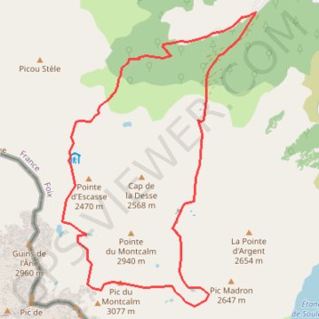 Pic du Montcalm GPS track, route, trail