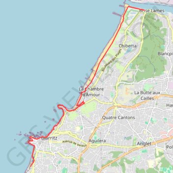 Biarritz-barre de l'Adour GPS track, route, trail