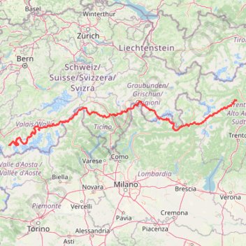 Route from Tisens (Tesimo) to Liddes GPS track, route, trail