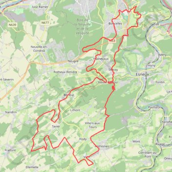 VTT 56.36KM - Challenge VTT Liège Condroz Verdoyant +18° Boô🌞ôo Soleil - GT56.36KM D+1103m... GPS track, route, trail