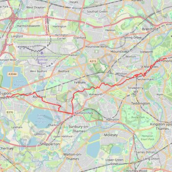 Staines to Richmond by bike GPS track, route, trail