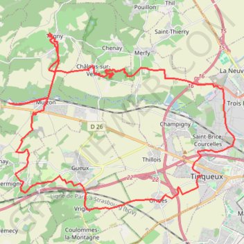 Châlons sur Vesle - Vrigny GPS track, route, trail