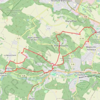 Chevreuse - Châteaufort à Dampierre via Milon GPS track, route, trail