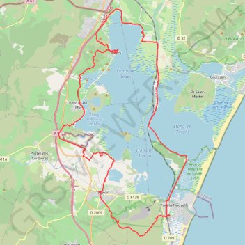 Tour de l'étang de Bages-Sigean GPS track, route, trail