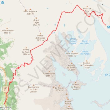 Tour des combins J1 GPS track, route, trail