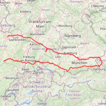 Road trip France - Allemagne - Autriche, par la Bavière GPS track, route, trail