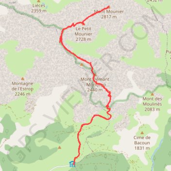 Ascension du mont mounier GPS track, route, trail